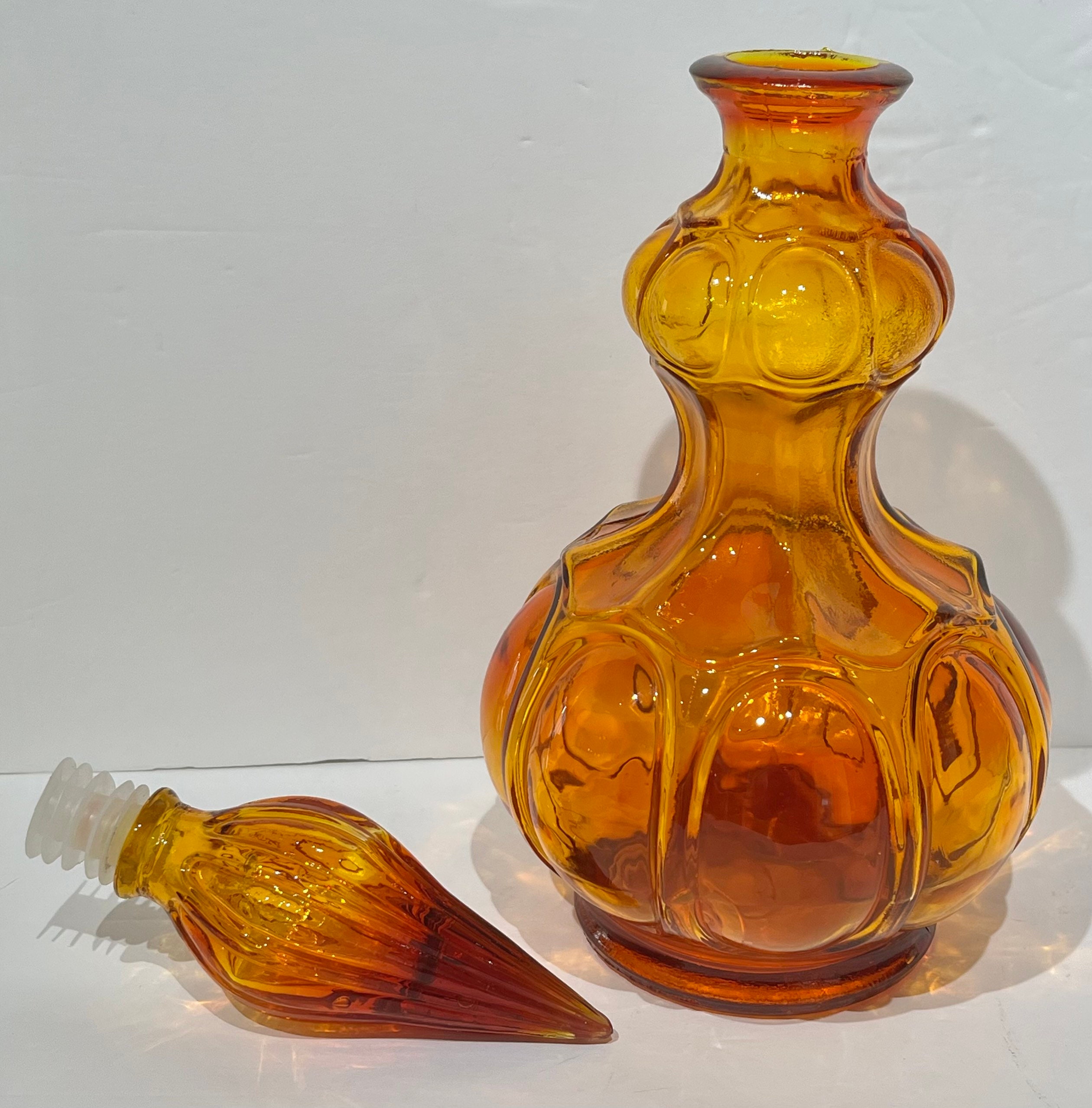 Genie Bottle in the Corset Style - Vintage Empoli Glass Decanter