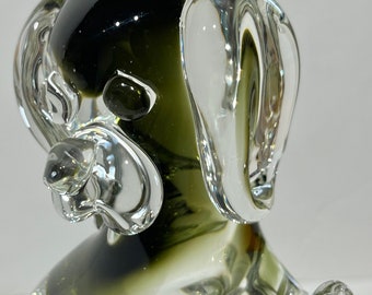 Blown Glass Puppy Clear and Green Murano?