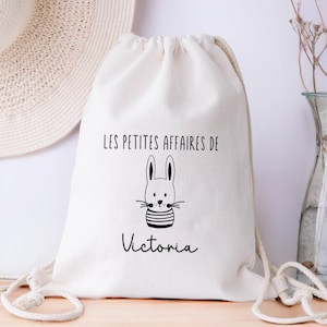 Sac à dos enfant, Sac à dos enfant personnalisé maternelle, Sac enfant lapin, Sac à dos à cordon