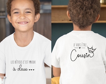T-shirt futur cousin, Annonce grossesse, Bientôt cousin, T-shirt enfant, Je vais être cousin