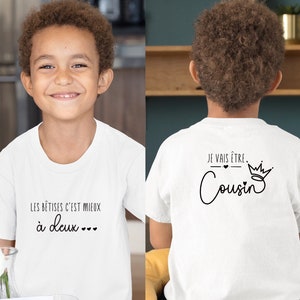 T-shirt futur cousin, Annonce grossesse, Bientôt cousin, T-shirt enfant, Je vais être cousin