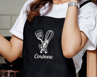 Tablier de cuisine personnalisé avec prénom, Cadeau de cuisine, Cadeau de Noël