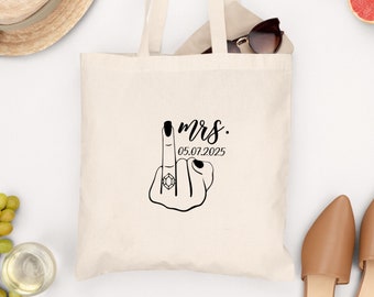 Sac cadeau mariage EVJF en coton avec prénoms et date personnalisables