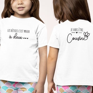 T-shirt future cousine, Annonce grossesse, Bientôt cousine, T-shirt enfant, Je vais être cousine image 1