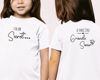 T-shirt future grande soeur, Annonce grossesse, Bientôt grande soeur, T-shirt enfant je vais être grande soeur