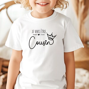 Anpassbares T-Shirt zukünftige Cousine, Kinder-T-Shirt Ich werde Cousine, Schwangerschaftsanzeige