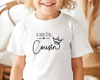 T-shirt futur cousin personnalisable, T-shirt enfant je vais être cousin, Annonce grossesse