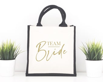 Jute and cotton personalized wedding bag, Bachelorette party bag, Bachelorette party gift, Bachelorette party, Future bride, Personalized tote