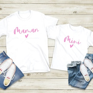 T-Shirt Maman Fille Fils Assorti, Ensemble Maman et Moi, Cadeau maman image 1