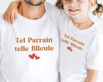 T-shirt parrain, Cadeau parrain, Cadeau filleule, Cadeau filleul, Idée Cadeau Baptême