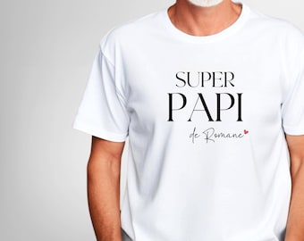 T-shirt personnalisé Super Papi, Cadeau grand-père, Fête des grands-pères