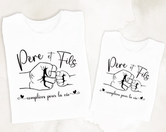 Duo T-Shirt Père Fils Assorti - Ensemble Tee-Shirt Adulte Enfant Personnalisé