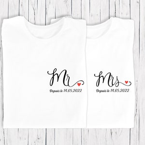 T-shirt de couple assorti Mr et Mme, T-shirt couple mariage image 1