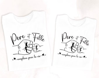 Duo T-Shirt Père Fille Assorti - Ensemble Tee-Shirt Adulte Enfant Personnalisé