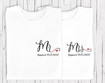 Herr und Frau passendes Paar-T-Shirt, Hochzeitspaar-T-Shirt