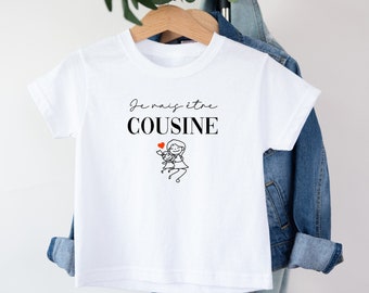 T-shirt future cousine, Annonce grossesse, Bientôt cousine, T-shirt enfant, Je vais être cousine