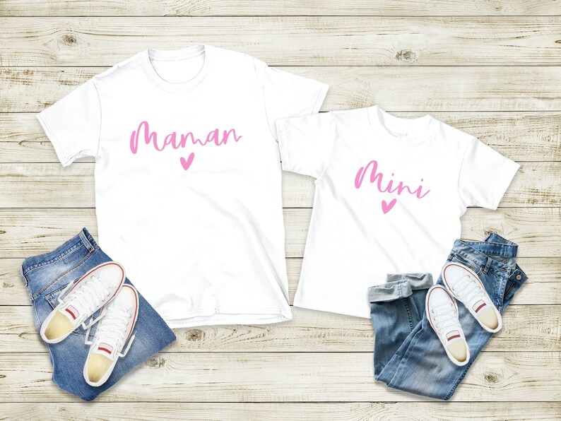 T-Shirt Maman Fille Fils Assorti, Ensemble Maman et Moi, Cadeau maman image 1