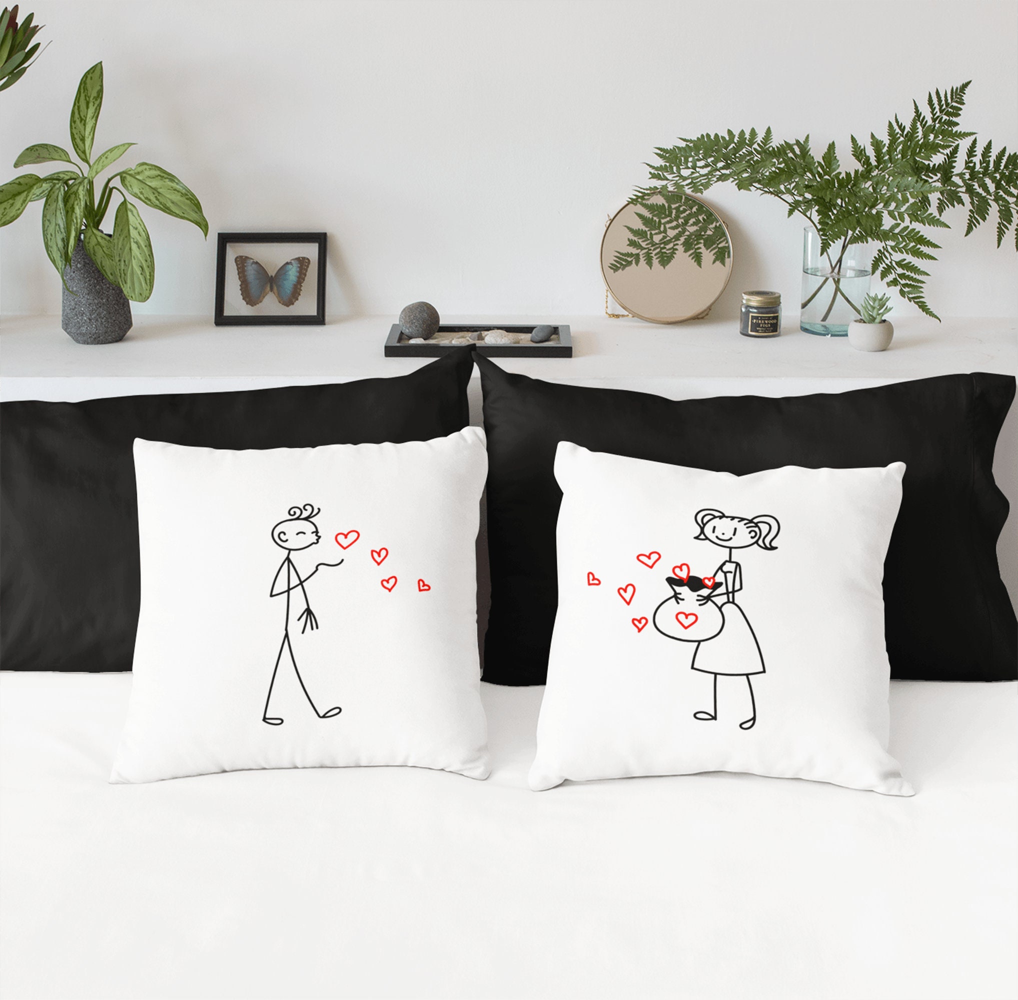 Housse de Coussin Pour Couple Personnalisable, Cadeau Saint Valentin