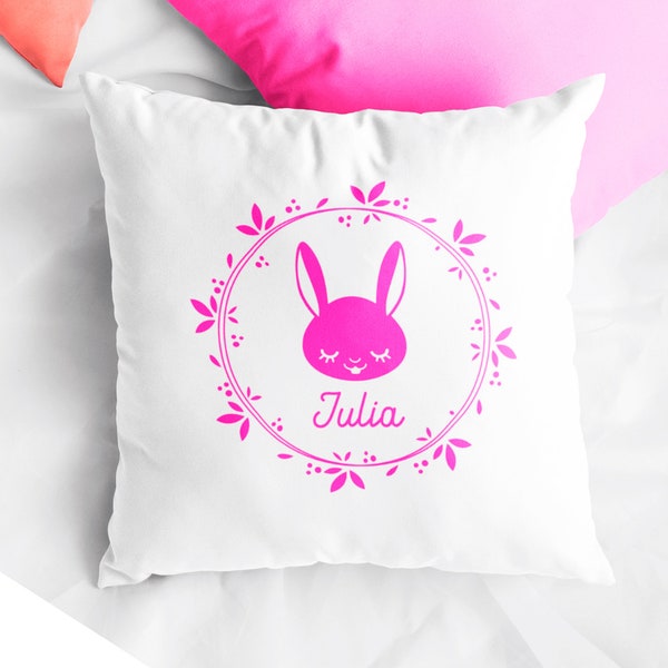 housse de coussin personnalisé, housse de coussin lapin, housse de coussin 50x50