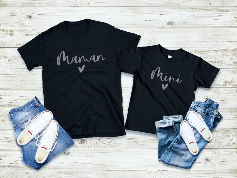 T-Shirt Maman Fille Fils Assorti, Ensemble Maman et Moi, Cadeau maman image 5