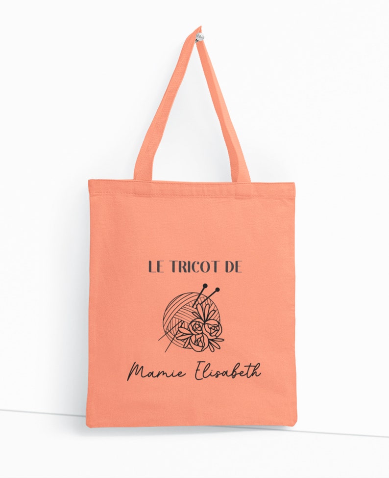 Customizable canvas bag, Personalized grandma gift, Knitting bag, Grandmother's Day image 3