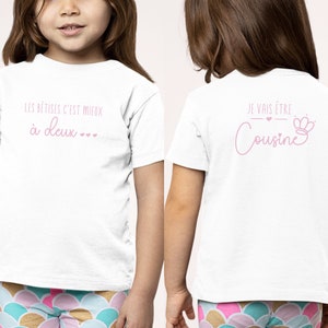 T-shirt future cousine, Annonce grossesse, Bientôt cousine, T-shirt enfant, Je vais être cousine image 3