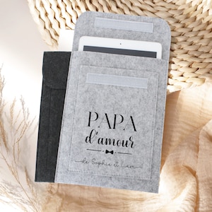 Housse personnalisé en feutrine, Cadeau papa, Housse tablette, Pochette à livre
