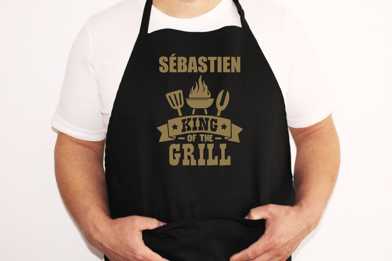 Tablier barbecue personnalisé avec prénom, Cadeau pour barbecue, Fêtes des pères, Cadeau papa image 4