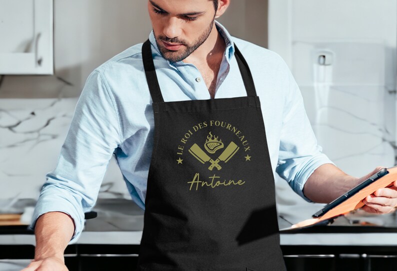 Delantal de cocina personalizado con nombre, Regalo de cocina imagen 3