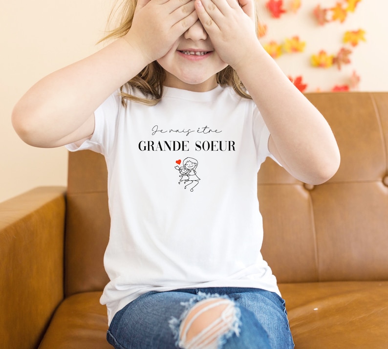 T-shirt future grande soeur, Annonce grossesse, Bientôt grande soeur, T-shirt enfant je vais être grande soeur image 3