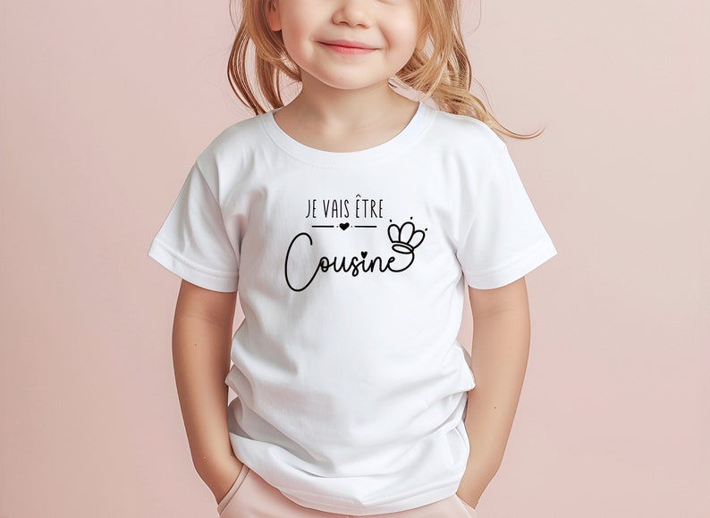 T-shirt future cousine personnalisable, T-shirt enfant je vais être cousine, Annonce grossesse image 1