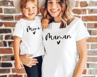 T-Shirt Maman Fille Fils Assorti, Ensemble Maman et Moi, Cadeau maman