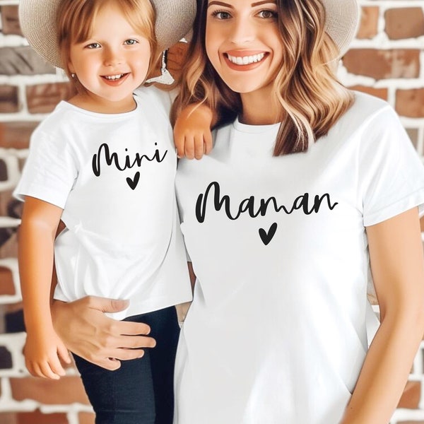 T-Shirt Maman Fille Fils Assorti, Ensemble Maman et Moi, Cadeau maman