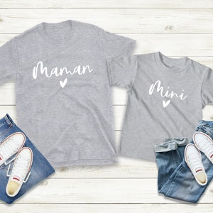 T-Shirt Maman Fille Fils Assorti, Ensemble Maman et Moi, Cadeau maman image 3