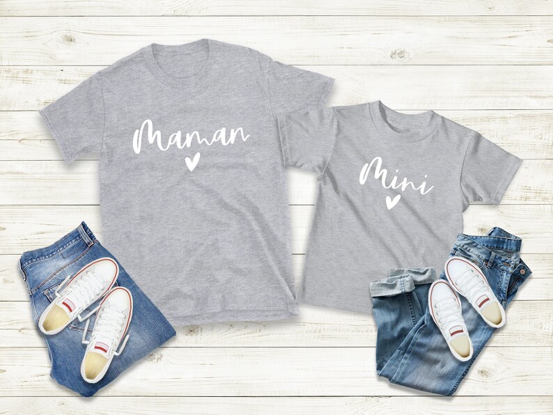 T-Shirt Maman Fille Fils Assorti, Ensemble Maman et Moi, Cadeau maman image 3