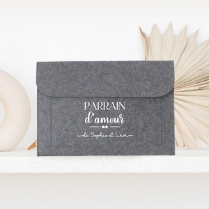 Housse personnalisé en feutrine, Cadeau parrain, Housse ordinateur, Porte-documents,