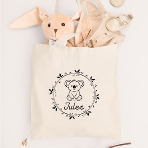 Sac enfant koala personnalisé, Sac enfant, Sac doudou personnalisé prénom, Tote bag enfant