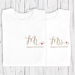 T-shirt de couple assorti Mr et Mme, T-shirt couple mariage image 3