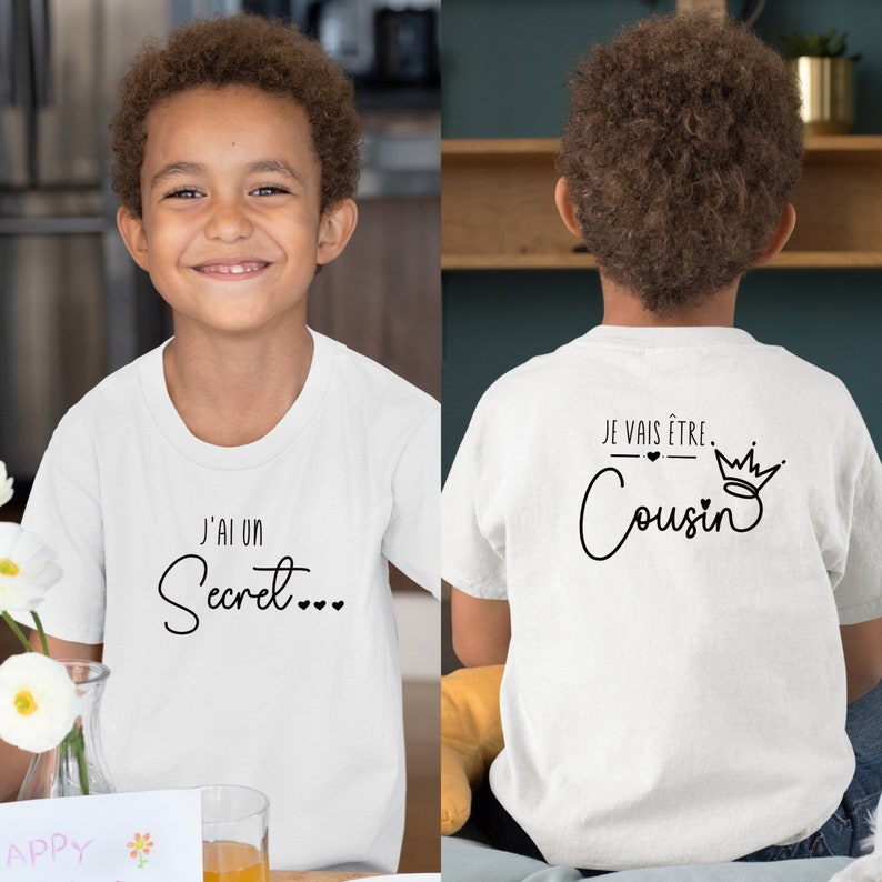 T-shirt futur cousin, Annonce grossesse, Bientôt cousin, T-shirt enfant, Je vais être cousin image 1