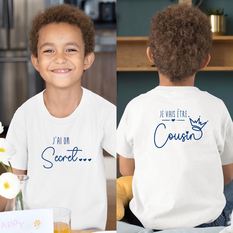 T-shirt futur cousin, Annonce grossesse, Bientôt cousin, T-shirt enfant, Je vais être cousin image 3