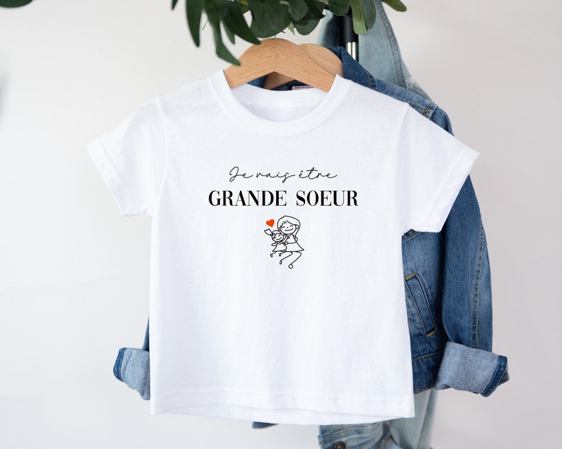 T-shirt future grande soeur, Annonce grossesse, Bientôt grande soeur, T-shirt enfant je vais être grande soeur image 1