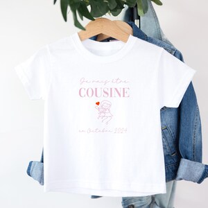 T-shirt future cousine, Annonce grossesse, Bientôt cousine, T-shirt enfant, Je vais être cousine image 3