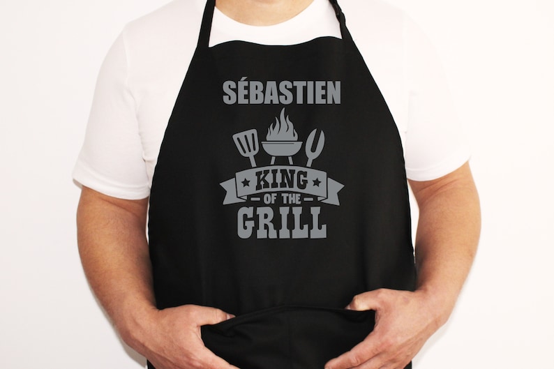 Tablier barbecue personnalisé avec prénom, Cadeau pour barbecue, Fêtes des pères, Cadeau papa image 3