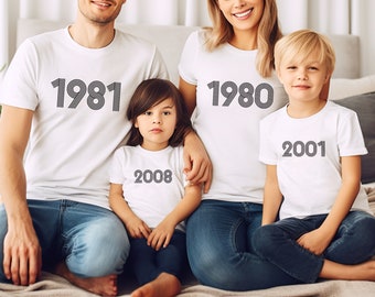 T-shirt famille assorti, T-shirt vintage, T-shirt anniversaire, Cadeau de naissance, Cadeau personnalisé