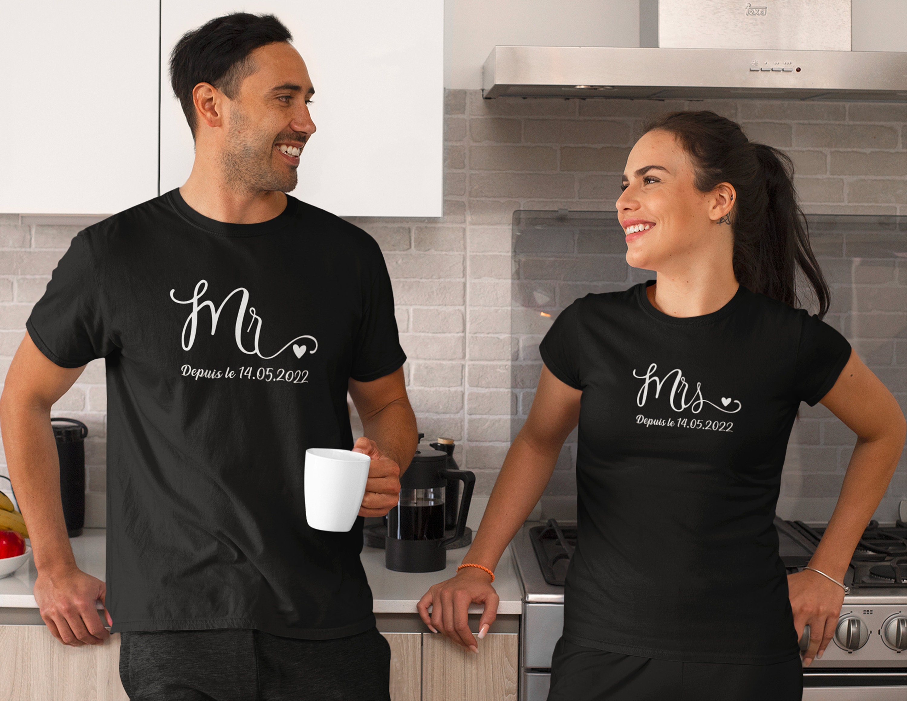 Discover T-shirt De Couple Assorti Mr Et Mme, T-Shirts Familiaux Assortis