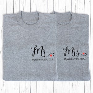 T-shirt de couple assorti Mr et Mme, T-shirt couple mariage image 4