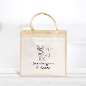 Sac enfant Renard  coton et jute personnalisé, Sac enfant, Sac enfant personnalisé, Cabas enfant les petites affaires