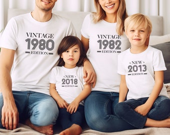 Matching family T-shirt, vintage T-shirt, birthday T-shirt, birth gift, personalized gift