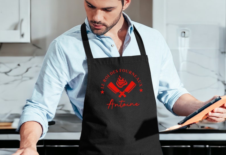 Delantal de cocina personalizado con nombre, Regalo de cocina imagen 2