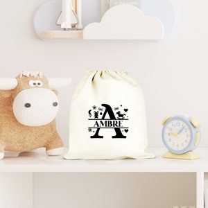 Pochette personnalisé, Sac rangement, Pochon coton, Pochon prénom